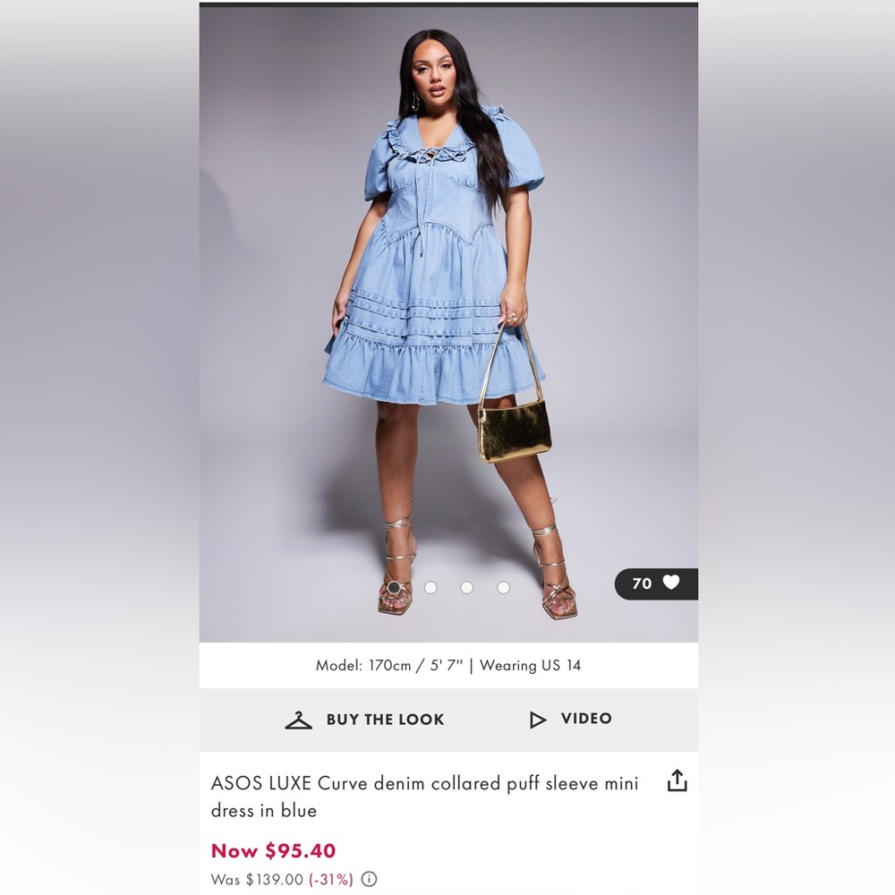 ASOS Curve Blue Denim Mini Dress